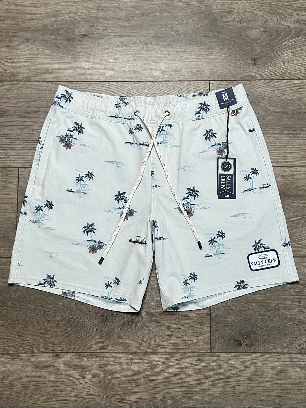 Salty Crew 7" Volley Swim Surf Board Shorts Bone Blue Size Medium